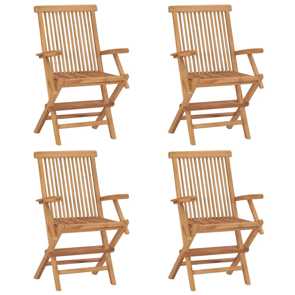 Sedie Giardino con Cuscini Rosso Vino 4 pz | Sedie da Esterno Legno Massello Teak