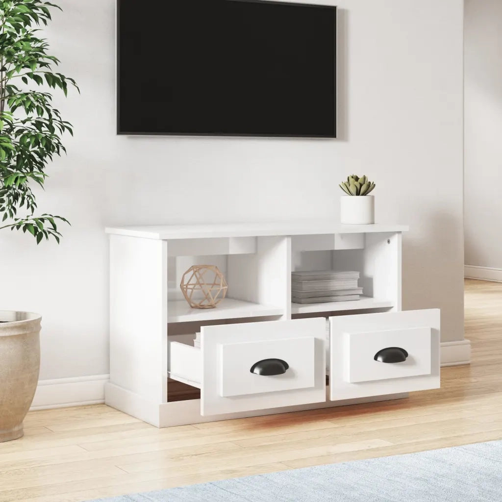 Mobile Porta TV-Mobile per TV-Credenza TV Bianco Lucido 80x35x50 cm in Legno Multistrato