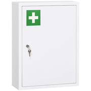 Armadietto da farmacia a muro con serratura e 2 chiavi, in acciaio bianco, 40x15x53,5 cm, per bagno e cucina.