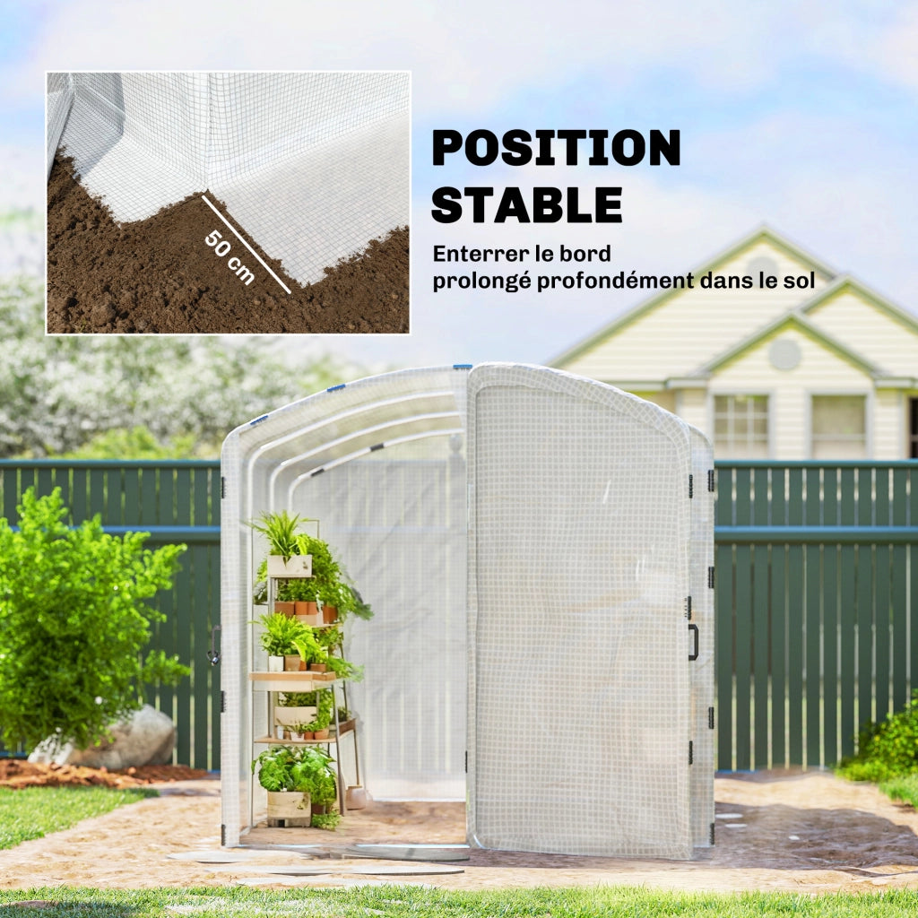 Serra tunnel da giardino 6m2 ¨C Xylo ¨C 300x200x195cm PE 220g/m2 bianco con porta
