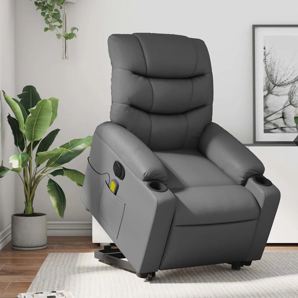 Poltrona Alzapersona Elettrica Reclinabile Grigio in Similpelle 3206623