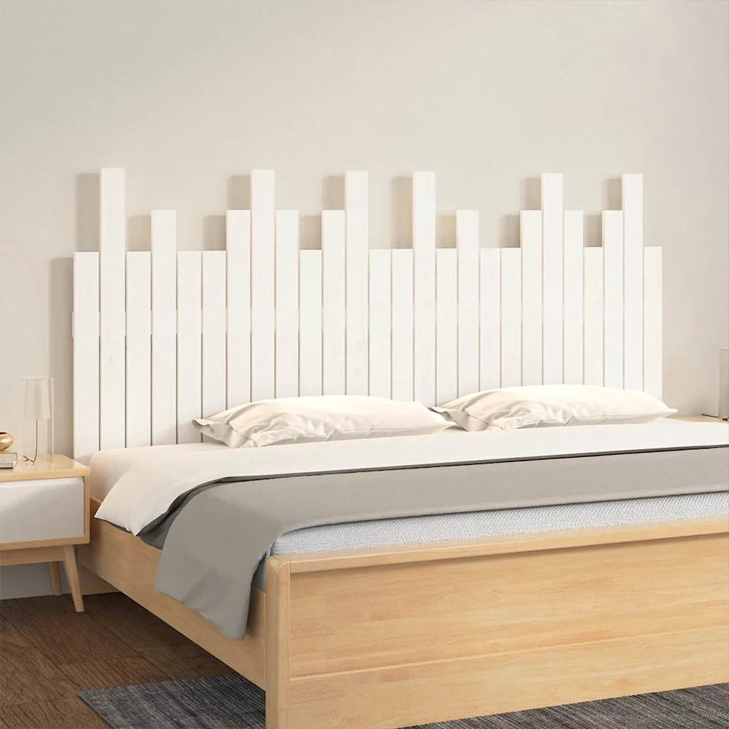 Testiera | Testata da Parete Bianca 166x3x80 cm in Legno Massello di Pino