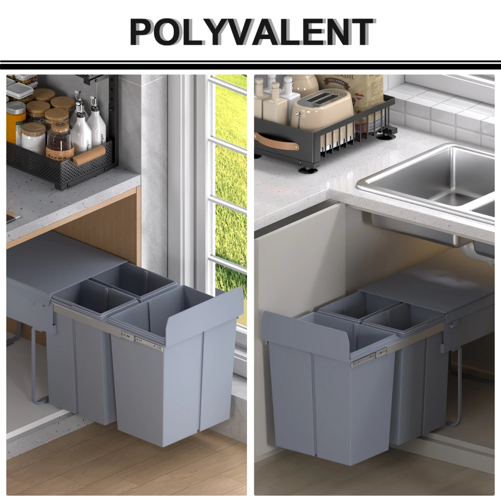 Pattumiera Estraibile 40L ¨C Xylo ¨C 3 Cestelli Removibili Grigio