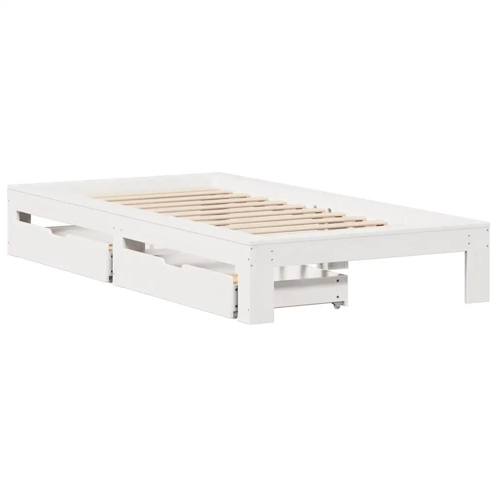 Letto singolo | Letto per adulti | Giroletto senza Materasso Bianco 90x200 cm Legno Massello Pino
