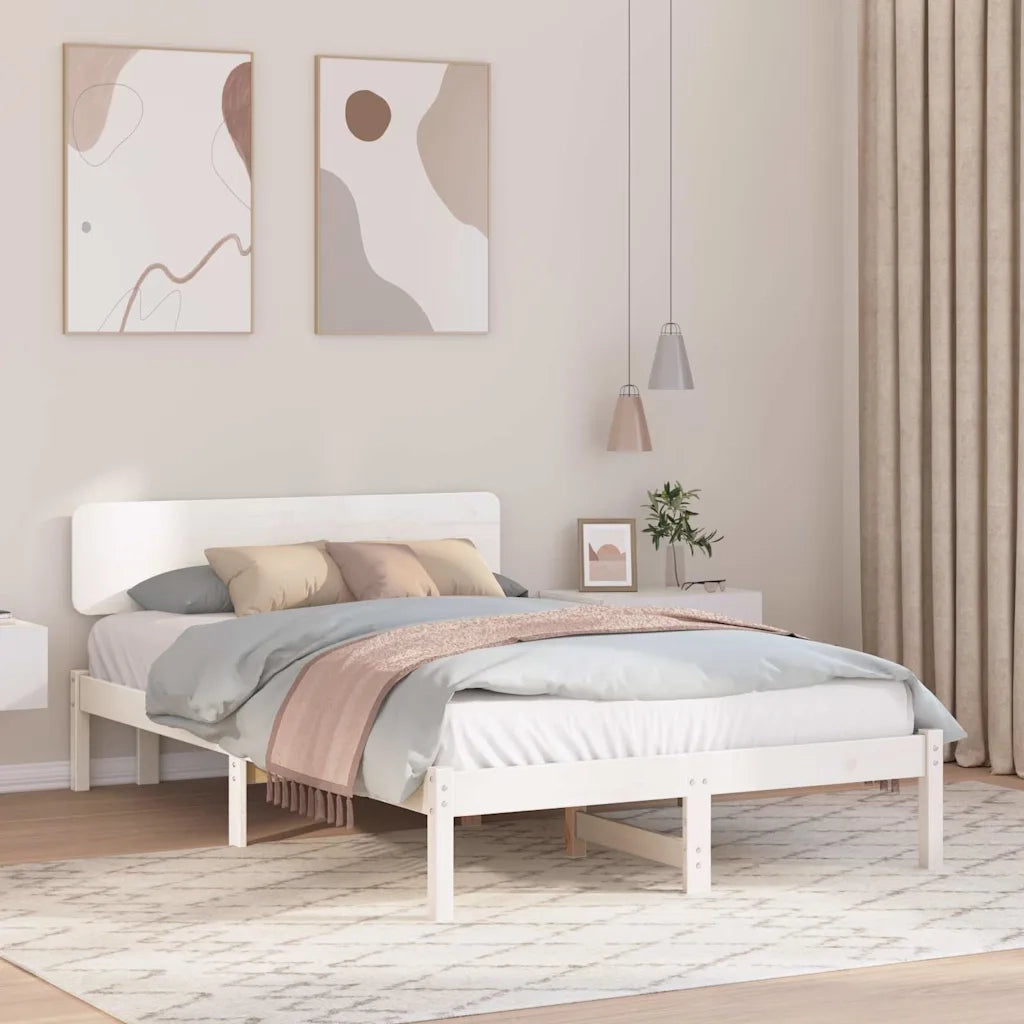 Struttura del letto-Giroletto-Rete del Letto Bianco 140 x 190 cm Pino massello 685383