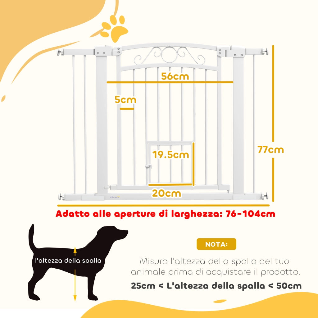 Porta per Cani e Gatti Regolabile ¨C Minimal ¨C Bianco 76-104x77cm