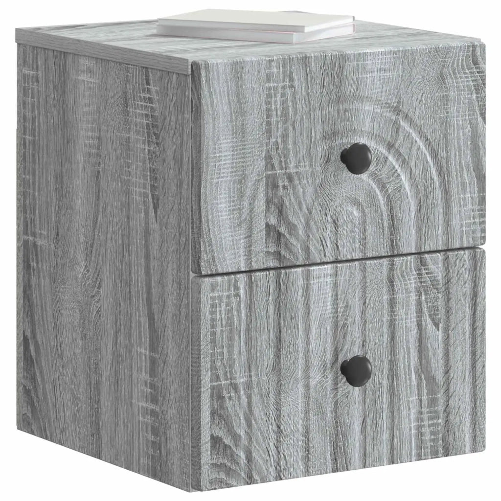 Comodino | Armadio da Notte | Mobiletto da notte a muro Grigio Sonoma 33 x 34,5 x 40 cm