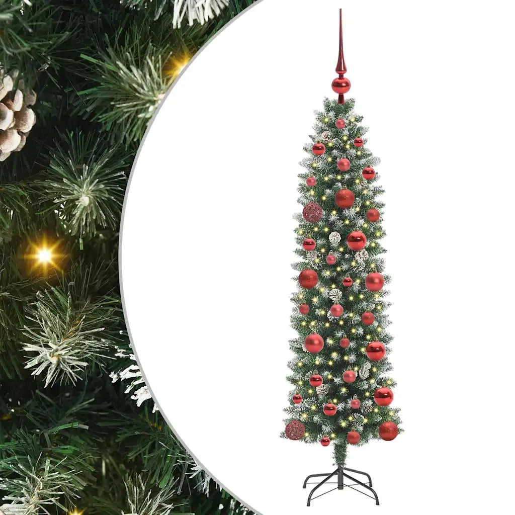 Albero di Natale Artificiale Sottile Verde e Bianco 120 cm 3395269