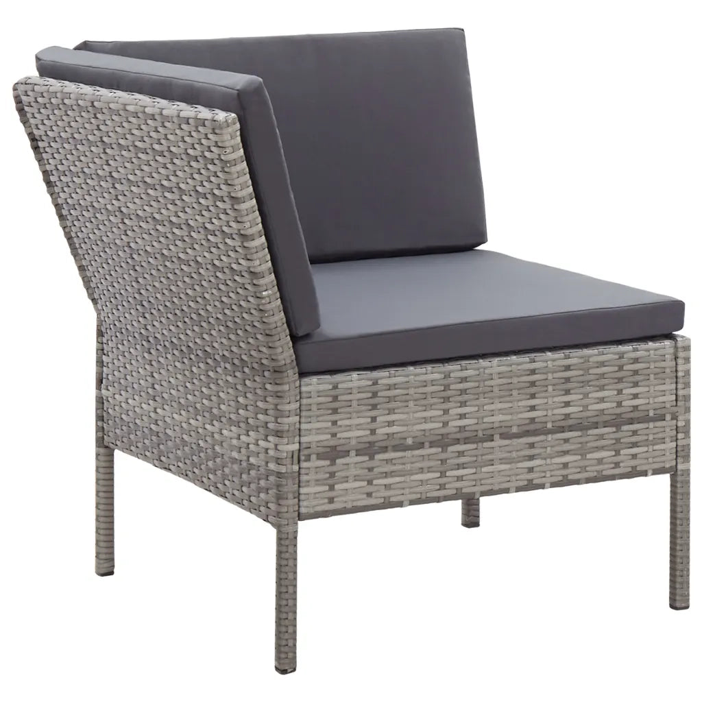 Set Divani da Giardino 6 pz con Cuscini in Polyrattan Grigio 48938