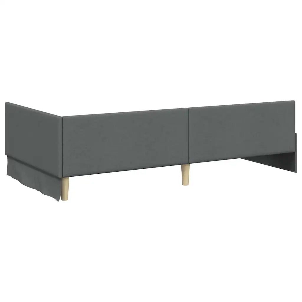 Cornice del letto ad angolo Grigio scuro 90 cm x 200 cm Tessuto