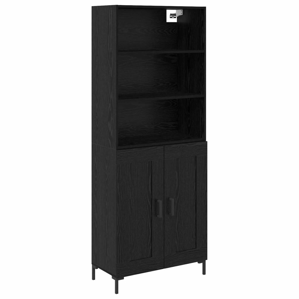 Credenza-Buffet-Armadio da cucina Rovere Nero 69,5 x 34 x 180 cm Legno multistrato 831150