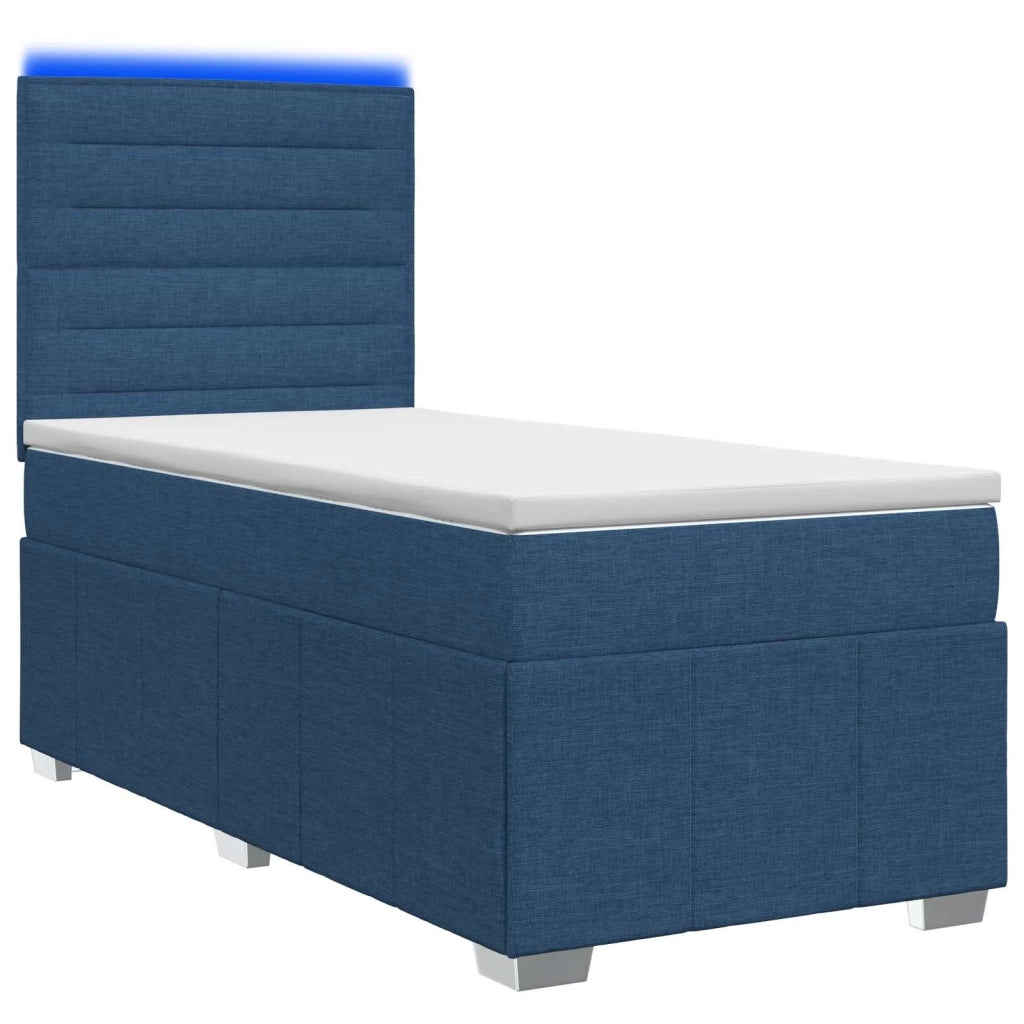Letto Box Spring LED con Materasso Blu 90 x 200 cm Tessuto 3455513
