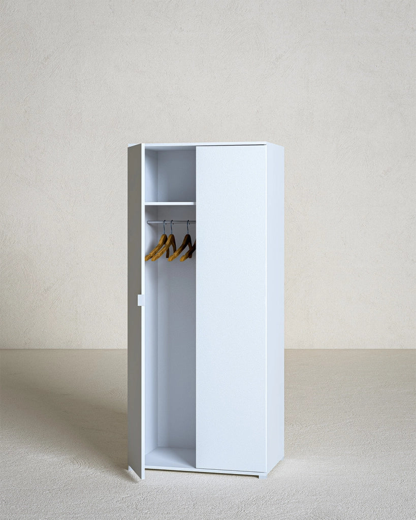 Armadio Monstera - Guardaroba moderno - 2 anta - Struttura bianca - 1 ripiano incluso - 80 x 52 x 177 cm_