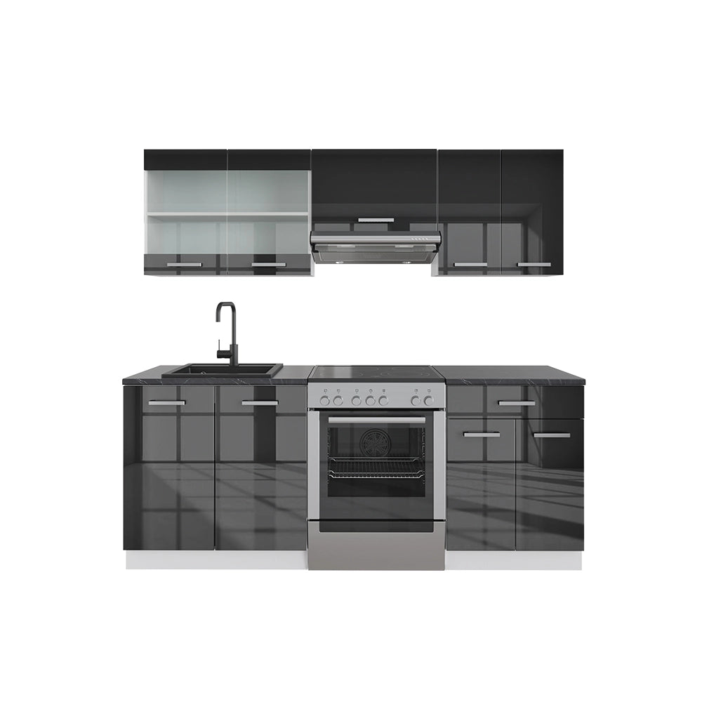 Vicco Cucina componibile Antracite lucido/bianco 200 cm , PL Antracite