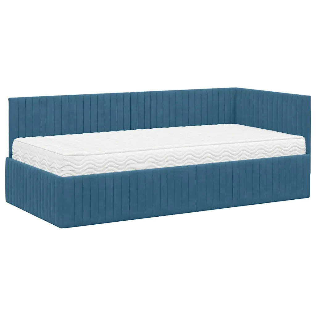 Struttura Letto Angolare con Materasso 2 pcs Blu Velluto 3393807