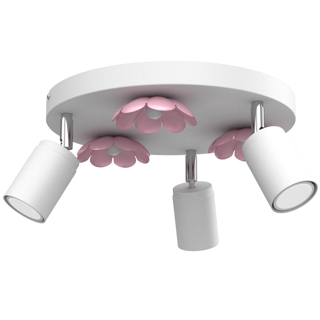 Plafoniera Luminex Flower tonda 3 spot bianca/rosa GU10