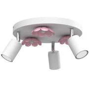 Plafoniera Luminex Flower tonda 3 spot bianca/rosa GU10
