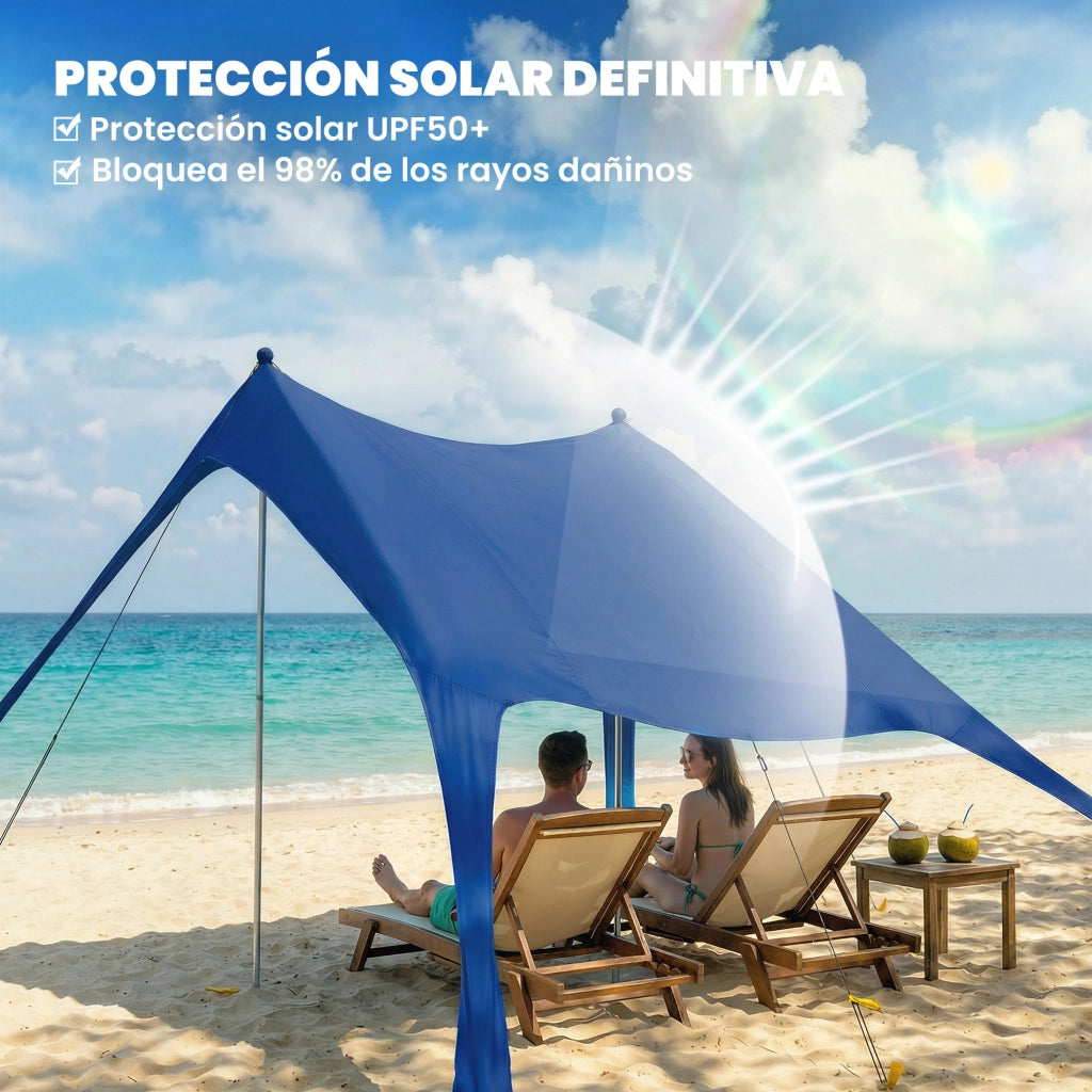 Tenda da Spiaggia Pieghevole ¨C Xylo ¨C UPF50+ Alluminio Blu con Tappetino