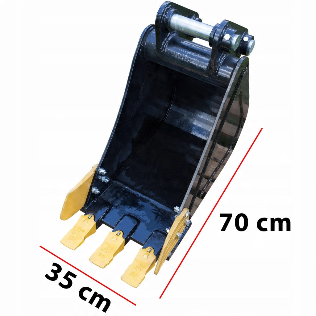Benna Escavatrice 35 cm – Acciaio Resistente, 3 Denti | Larghezza 35 cm, Profondità 70 cm | Per Escavatori Fino a 4T