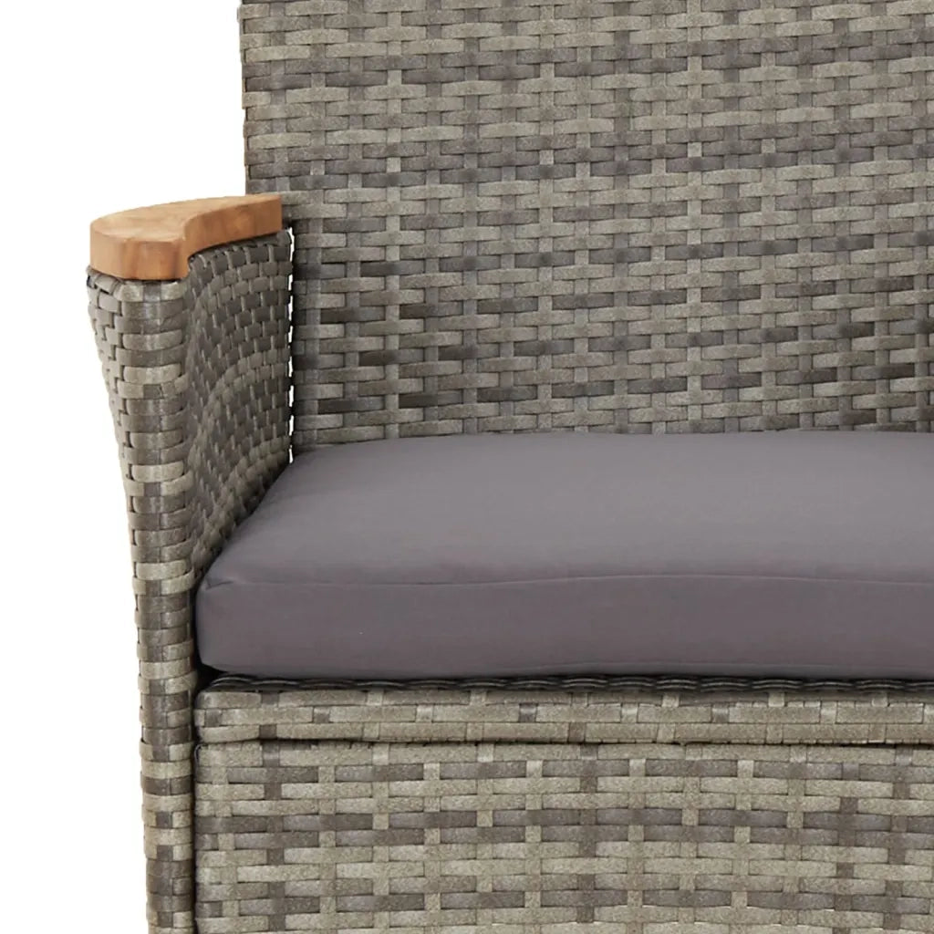 Set da Pranzo da Giardino 3 pz con Cuscini in Polyrattan Grigio 3187364