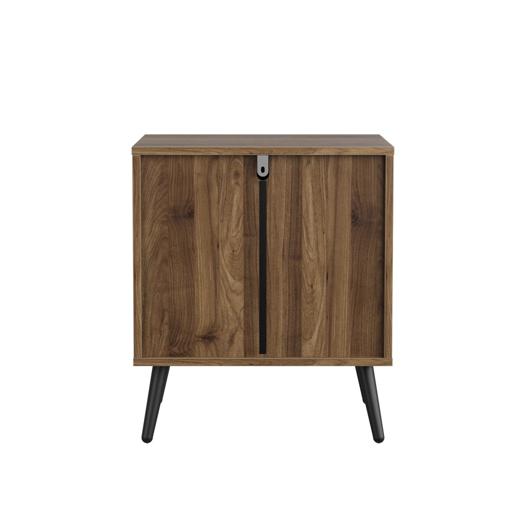 Comodino con 2 cassetti e ripiano; design incassato - per camera da letto - in MDF - 45×40×53 cm - noce