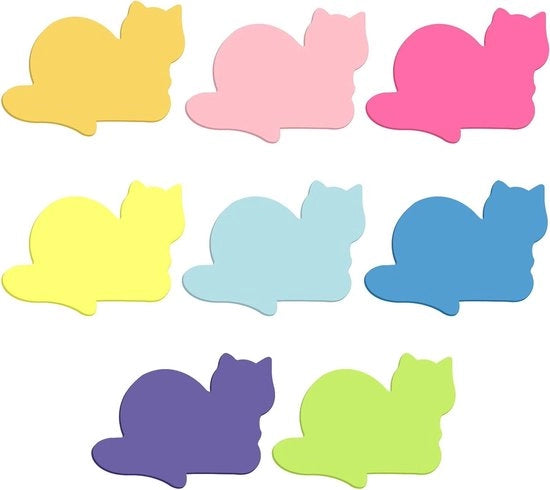 Blocchetto da appunti autoadesivo - Zaino per appunti - Materiale da appunti per ufficio e scuola - Portatile - Carta colorata - Carino - Gatti (8 colori)