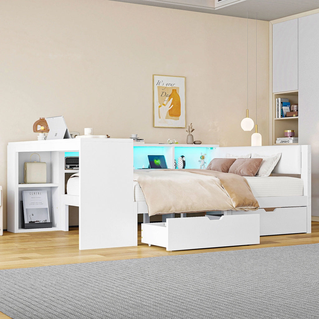 letto piattaforma in mdf e compensato bianco 140 x 200 cm