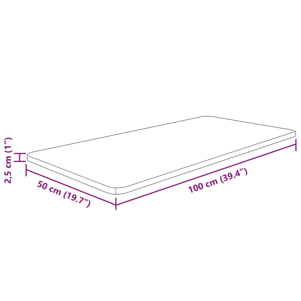Piano Bagno Marrone Scuro 100x50x2,5cm Legno Massello Trattato 343053