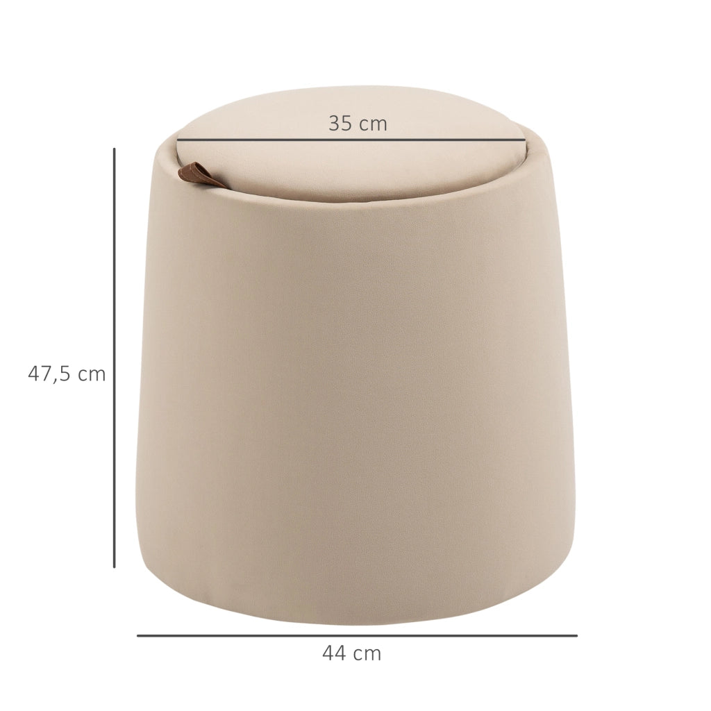 Pouf contenitore velluto ¨C Xylo ¨C Beige ?44x47,5 cm con coperchio removibile