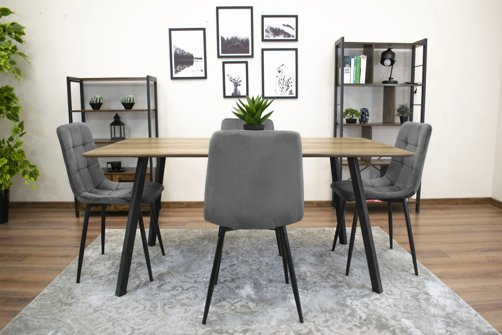 Sedia Valora PYRA in velluto grigio scuro, design moderno x2