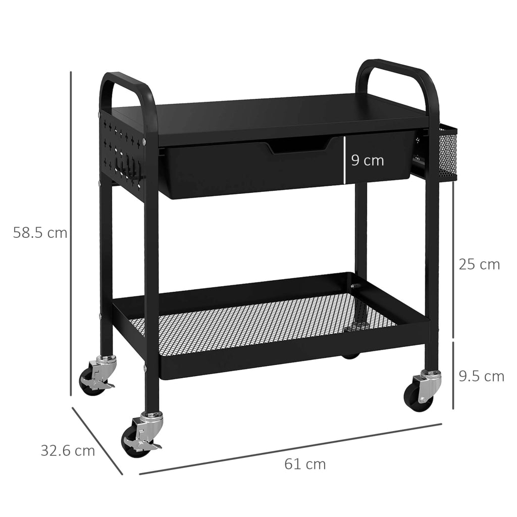 CARRELLO MULTIUSO 61 x 32,6 x 58,5 cm Nero in plastica