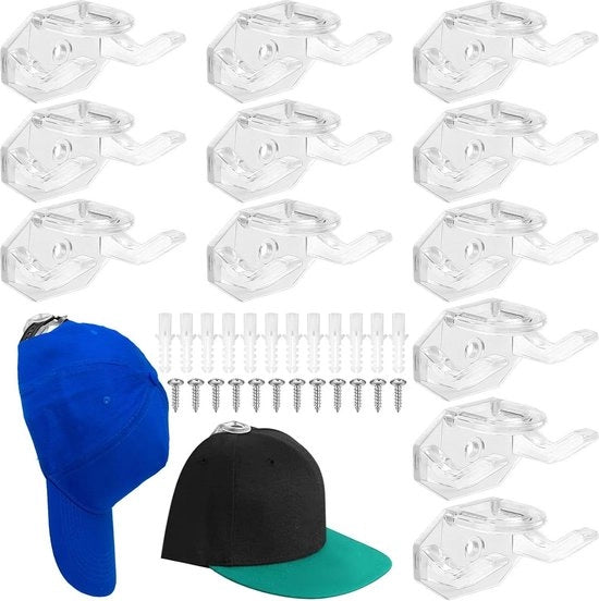 12 capi per parete - organizzatore cappelli - cappelli hanger - cappello organizzatore - cappelli adesivi trasparenti - cappelli per parete - organizzatore cappelli e berretti - cappelli per parete con adesivo