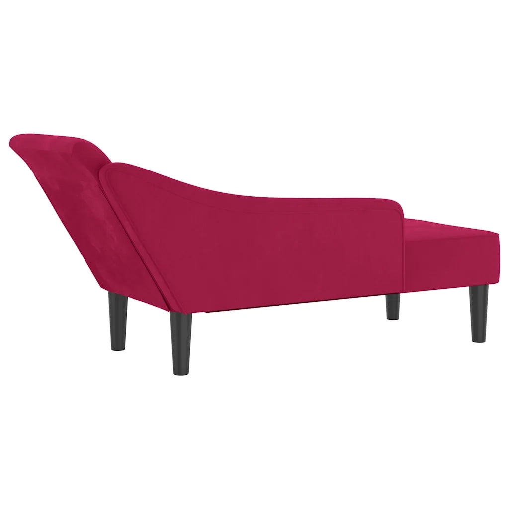 Chaise Lounge con Cuscini Rosso Vino in Velluto 4007592