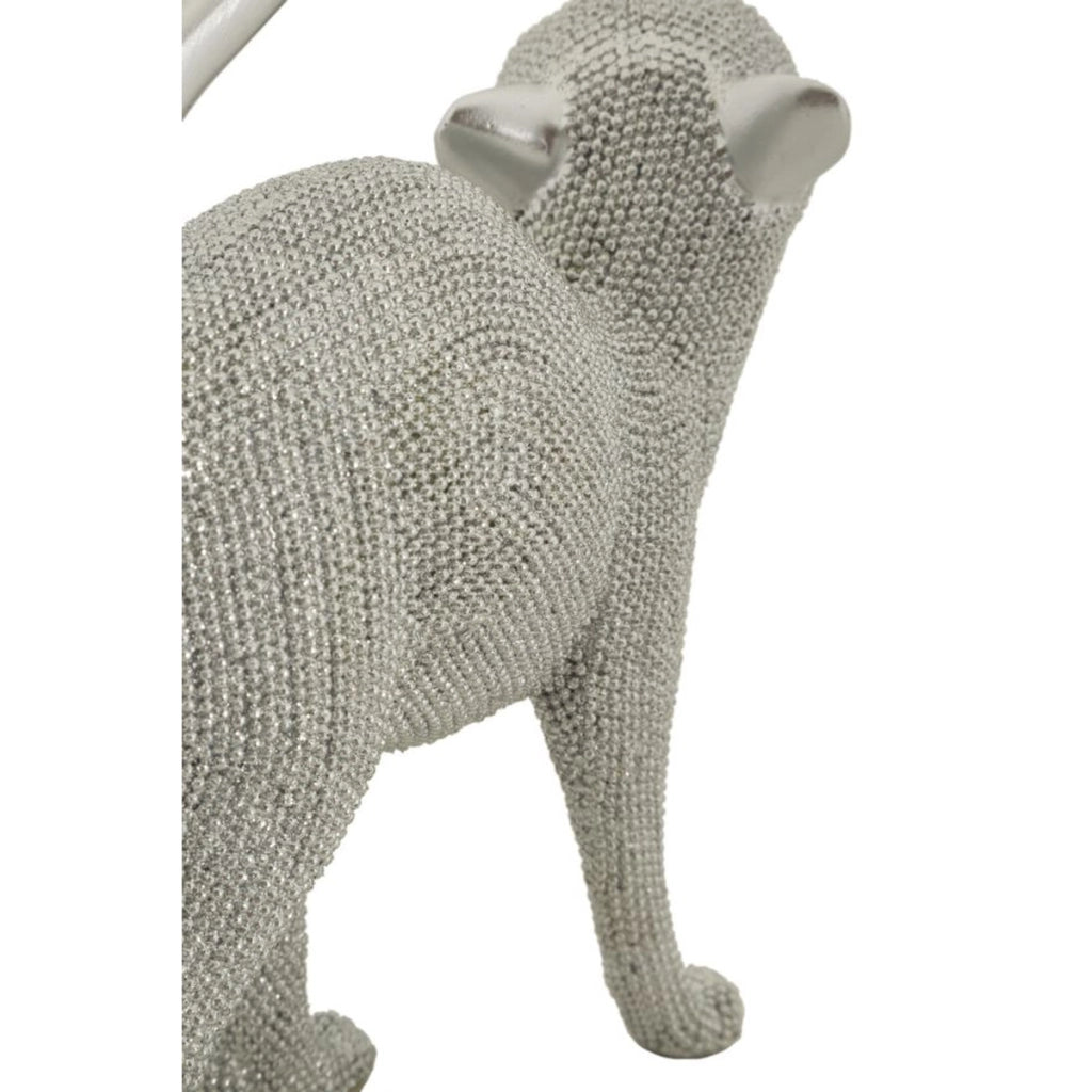 Scultura Gatti 4, Argento, Poliresina, 17,5x9x26 cm