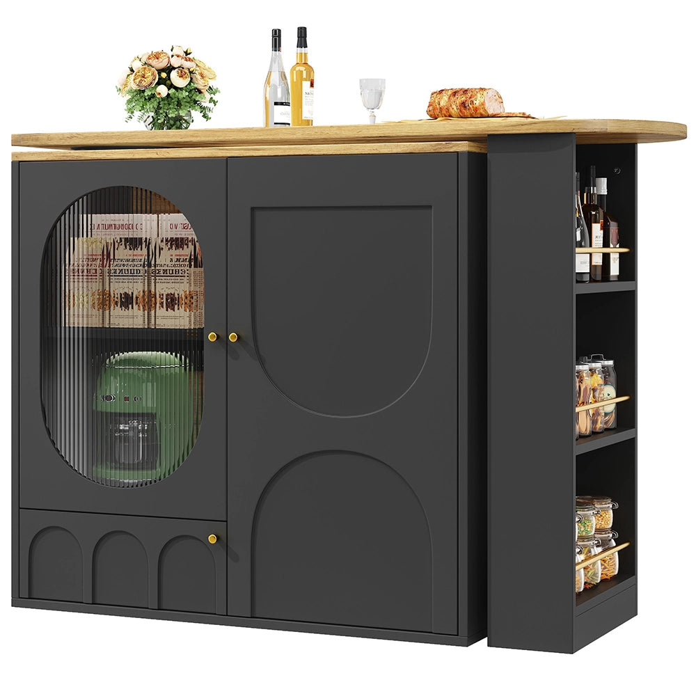 Tavolo bar rotante 360° - Xylo - con ripiano bianco/nero 138x39x102cm