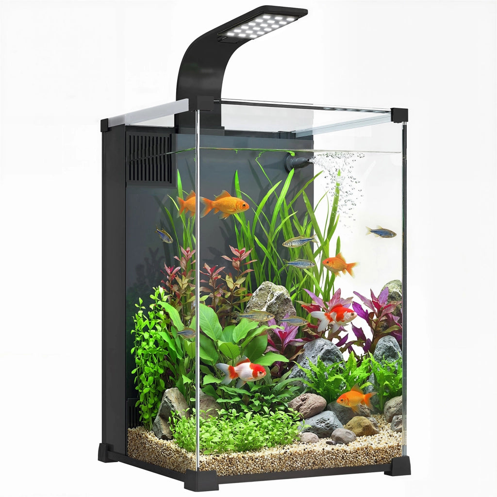 Acquario Completo 36L Nano con Illuminazione LED Sistema Filtraggio Pompa ¨C Xylo ¨C 30x30x45,5cm Nero