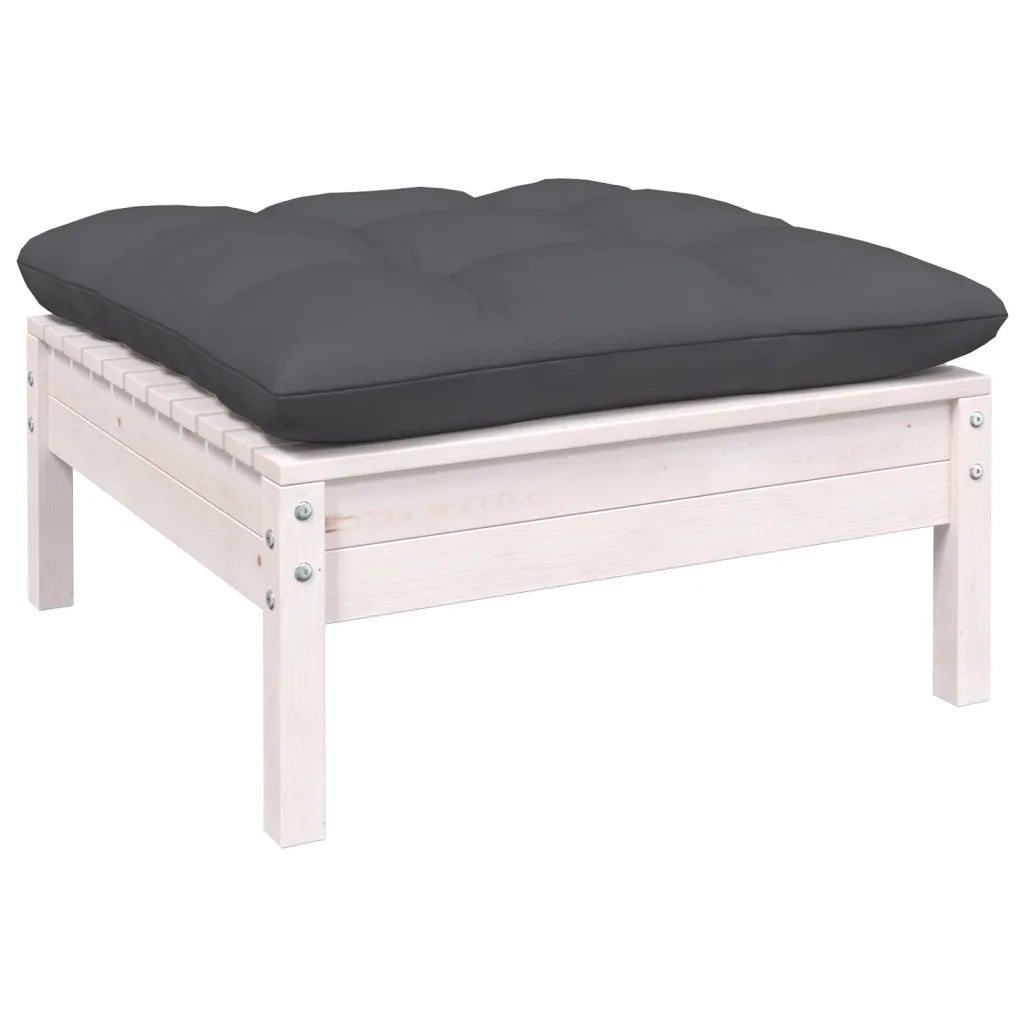 Set Divani da Giardino 9 pz con Cuscini Bianchi Legno di Pino 3096708