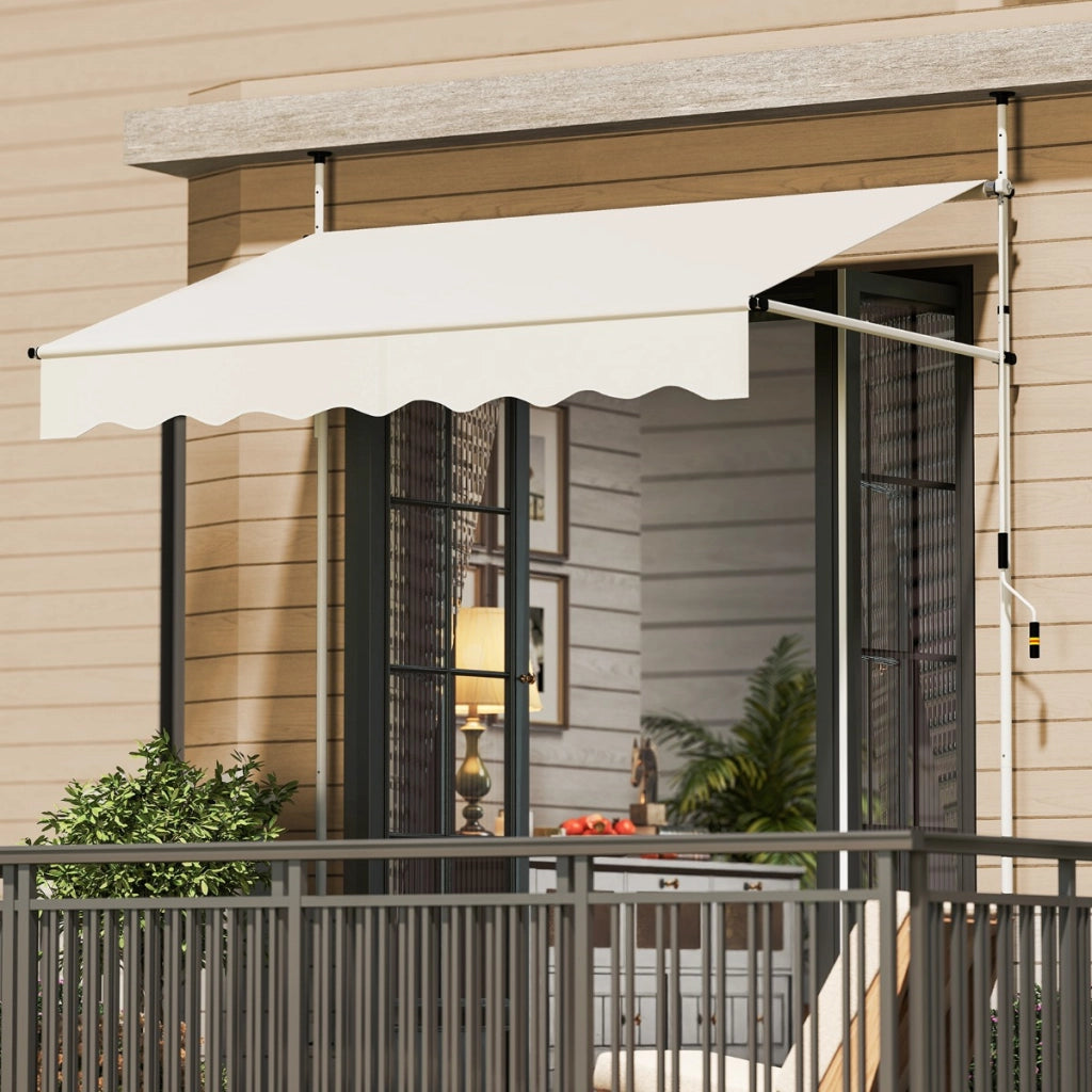 Tenda da sole regolabile in altezza con manovella per finestre e porte, Tenda da sole 200 x 300 cm Beige