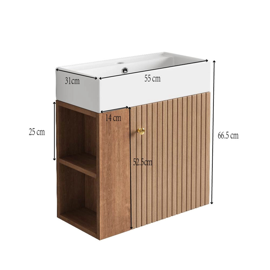 LAVABO con mobile bagno 55 cm Marrone MDF