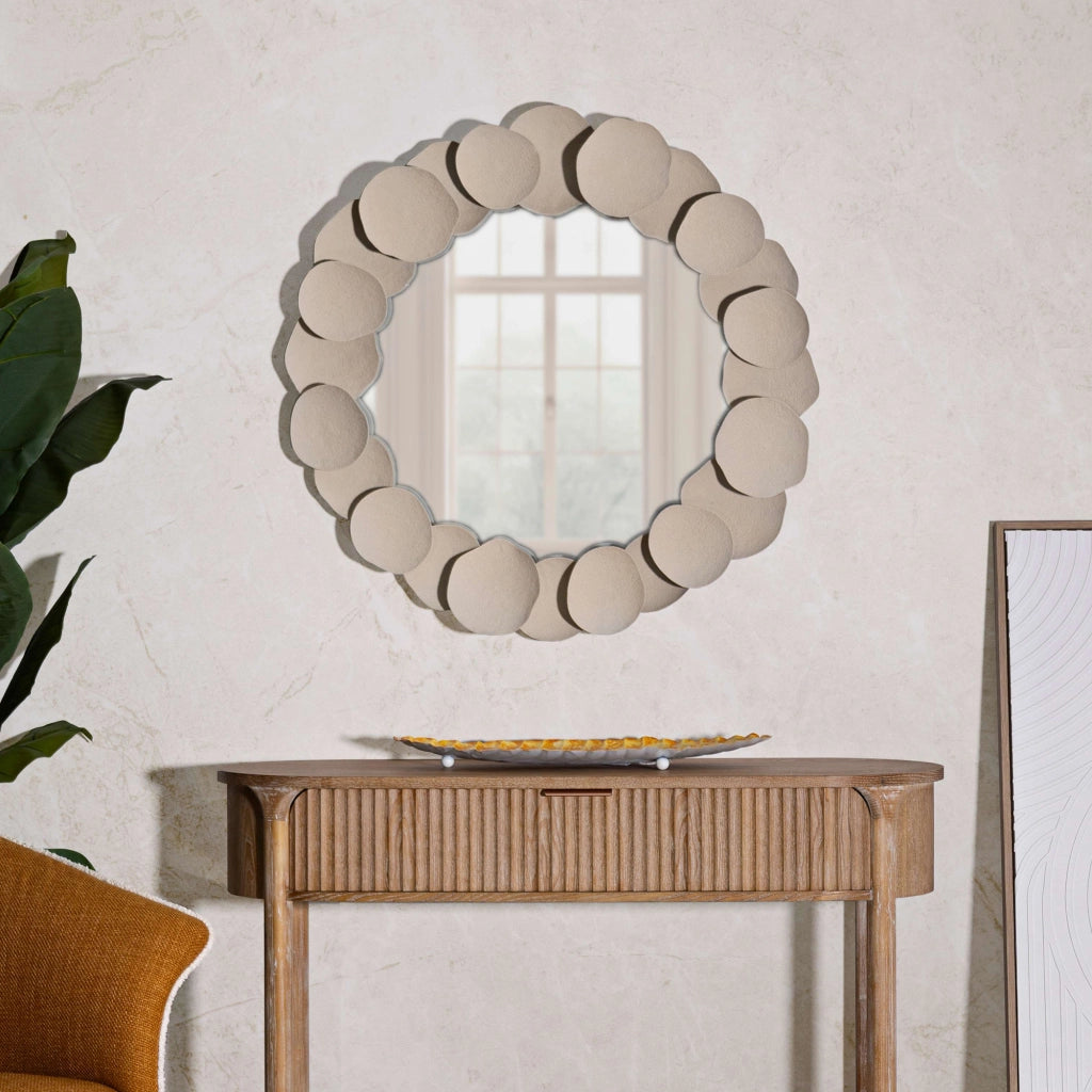 Dakate, Specchio Cornice Effetto Pietra, 85x85h cm Beige