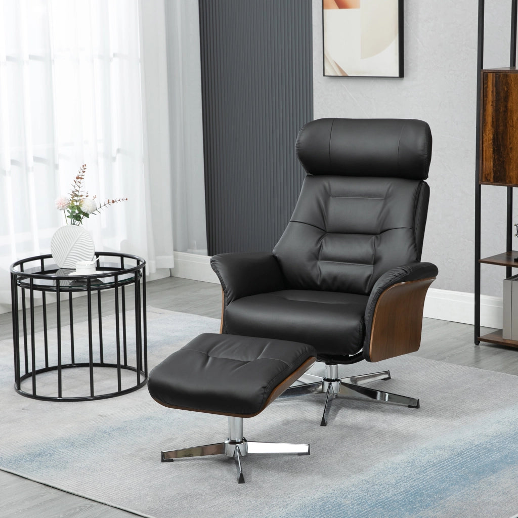 Poltrona Relax Reclinabile con Poggiapiedi ¨C Minimal ¨C Nero 80x84x108cm