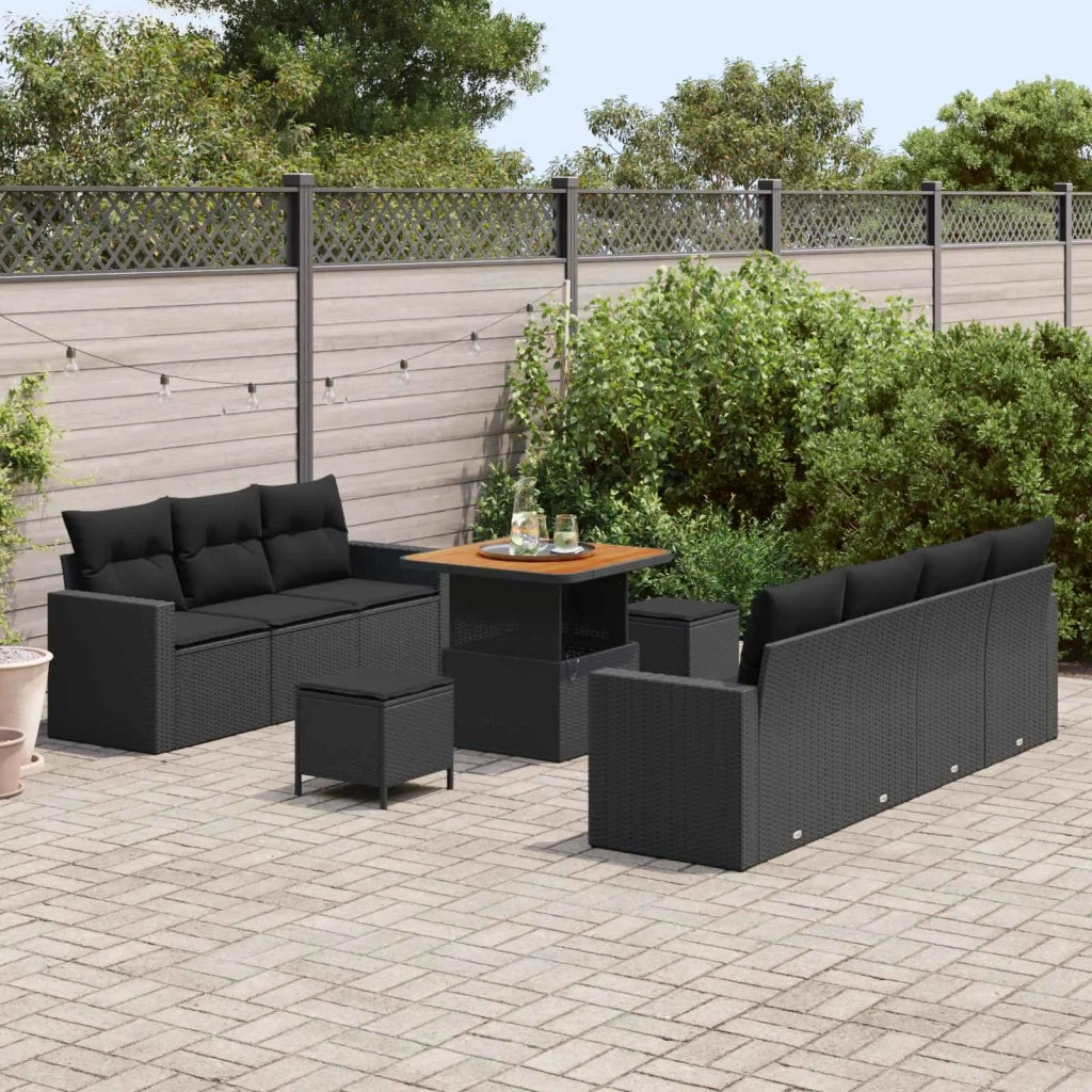 Set Divano da Giardino 10 pcs Nero polyrattan 3361574