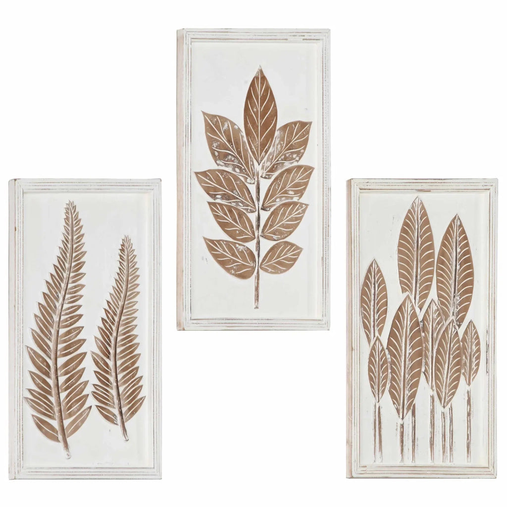Decorazione artistica 3 pz Marrone e bianco 40 x 40 x 1,5 cm CFW1694351