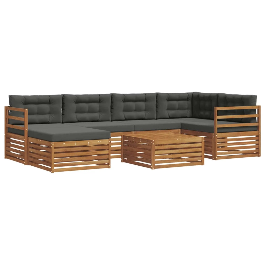 Set di divani da esterno con cuscino 7 pcs Naturale e Antracite 3373762