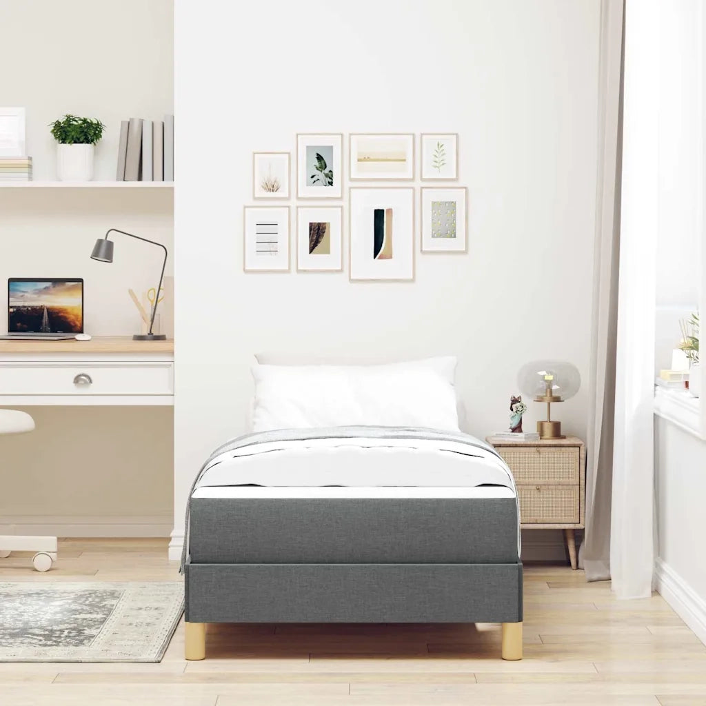 Letto a molle con materasso-Struttura Letto con Materasso Grigio scuro 100 x 200 cm Tessuto 759218