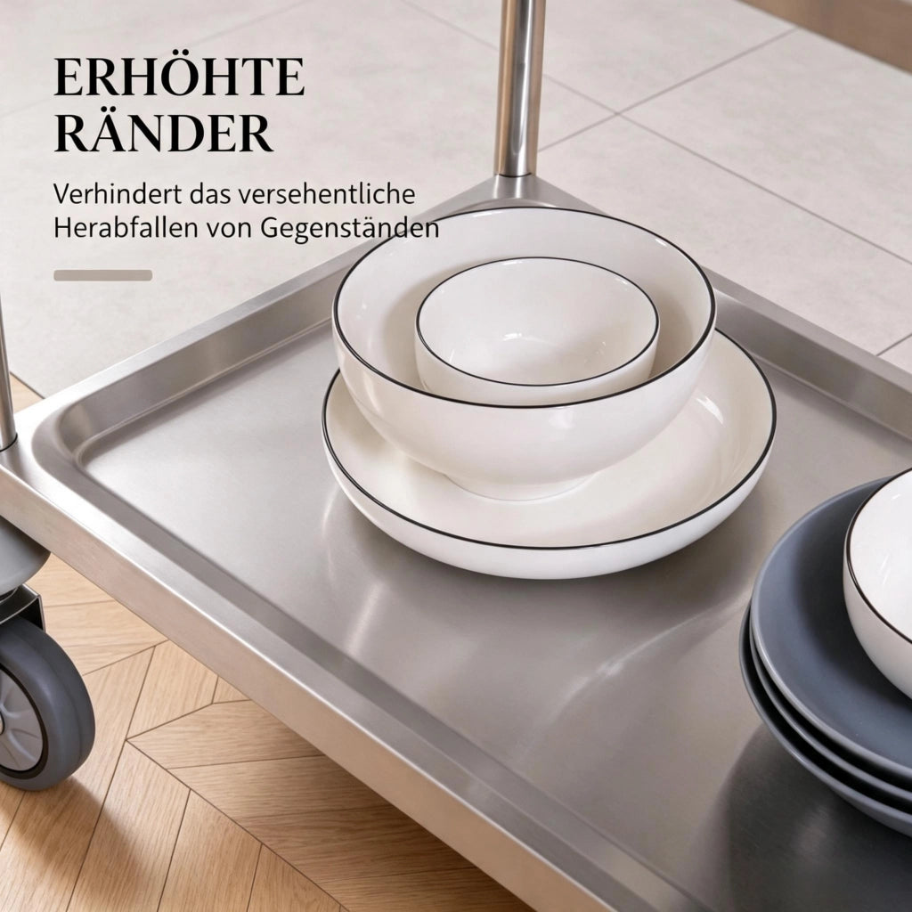 Carrello da cucina pratico, elegante carrello di servizio, robusto carrello multiuso con due ripiani