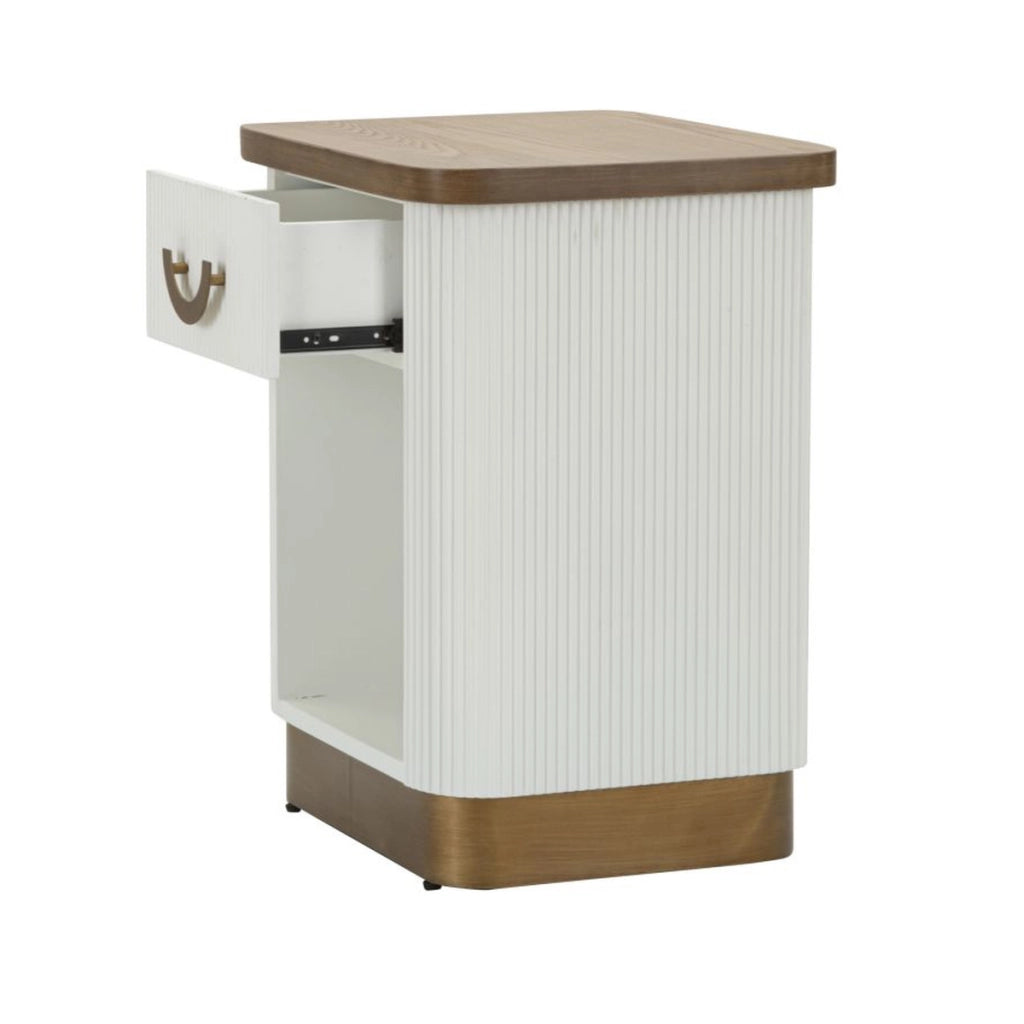 Comodino VKH15, Bianco, MDF, 48x40x62 cm