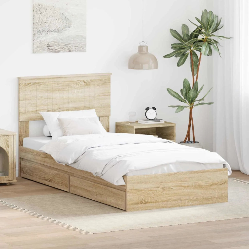 Letto con Contenitore con testiera Rovere Sonoma 90 x 200 cm 3410835