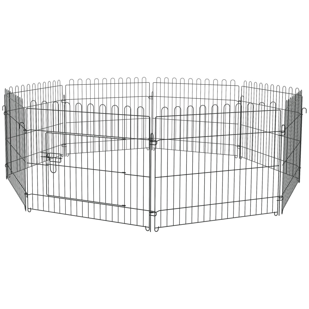 Recinto per Cani 8 Pannelli ¨C zephmum ¨C Acciaio Nero ?180x61 cm