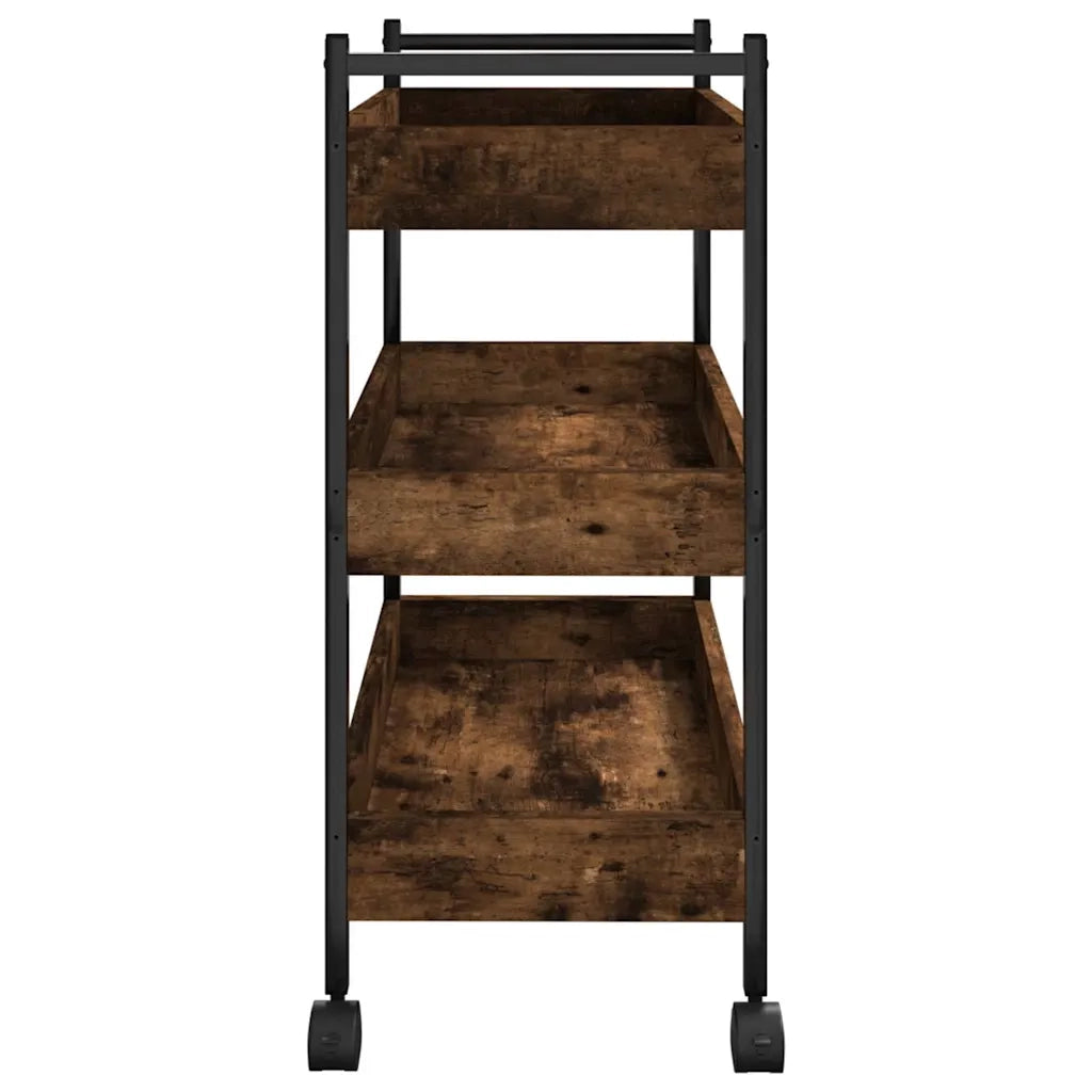 Carrello da Cucina-Scaffale per Cucina Rovere Fumo 50x30x70 cm in Legno Multistrato